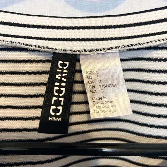 H&M black and white stripe peplum top size L - Picture 3 of 3
